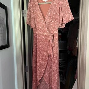 She+Sky Floral Pink Wrap Dress